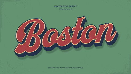 Boston varsity style typography text effect editable vector illustration © ricks