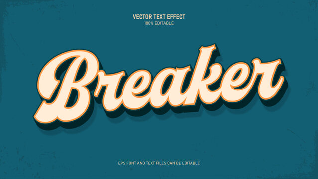 Retro vintage script text effect vector editable font style