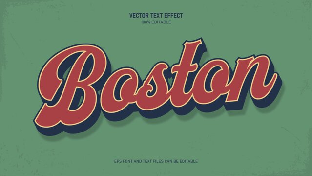 Boston varsity style typography text effect editable vector illustration
