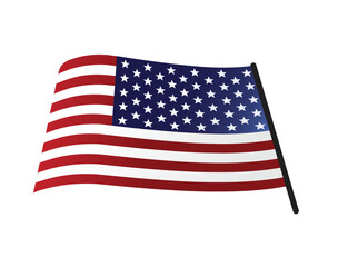 Fototapeta premium Waving American Flag Illustration – Patriotic USA Flag on Pole, Stars and Stripes Banner for Independence Day, Fourth of July and National Holidays