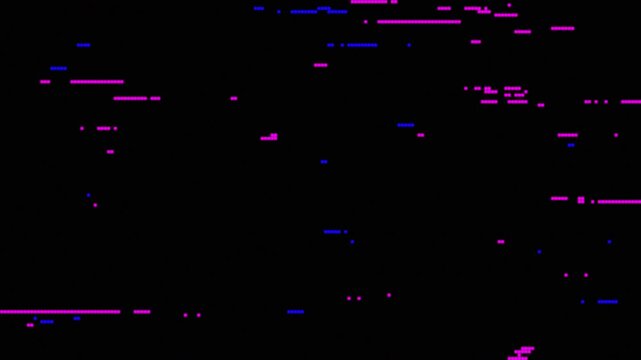 Abstract pixel retro 8-bit glitch noise static neon cyberpunk distortion background. pixelated background, seamless looped. 4k video
