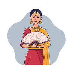Obraz premium Woman in traditional dress holding a hand fan