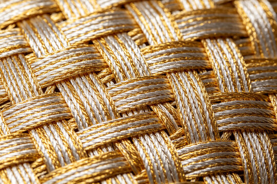 Woven Texture Fabric Texture Gold Silver Thread Warp Weft Interwoven