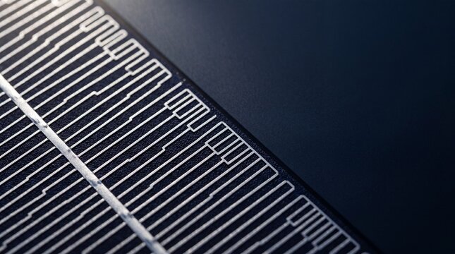Macro view of parallel silver circuit lines running diagonally on a sleek modern electronic hardware board