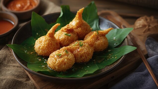 Traditional Indonesian Batagor featuring crispy fried fish dumplings and flavorful peanut sauce