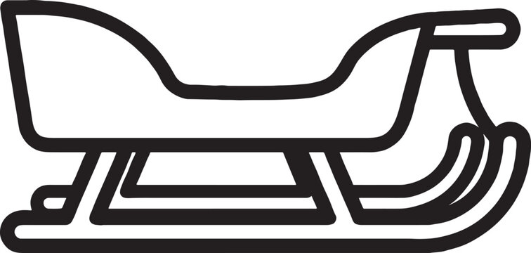 Black and white line art illustration of a classic sleigh a winter transport and symbol of holidays isolated on a white background design element old fashioned graphic resource