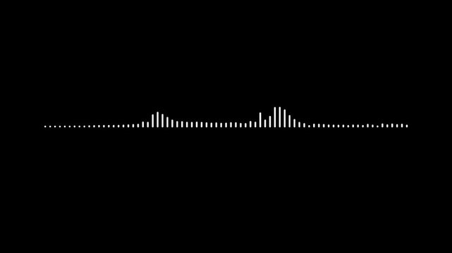 Futuristic digital sound wave animation with white frequency spectrum lines and reactive music equalizer effect isolated on black background seamless audio visualizer in ultra hd 4k.