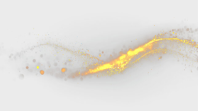 Glowing Golden Trail with Shining Bokeh Particles PNG
