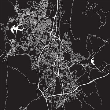 Windhoek Namibia Vector Map, Detailed Capital City Street Map Black and White Minimalist Line Art