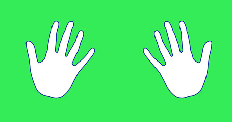 Fototapeta premium Cartoonish Human like waving hand animation. Welcomeing gesture with gratitude, outline hand icon gif in chroma key. Hello outline hand motion graphic. A hand sign of greeting or goodbye.