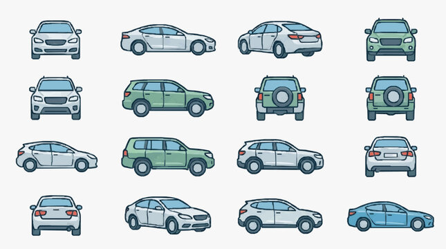 Illustrated Vehicles Lineup Collection.