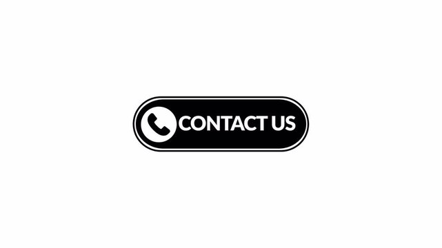 Contact Us Button Animation with Call Icon on Transparent Background, Modern Customer Support Call to Action UI with  Alpha Channel in 4K
