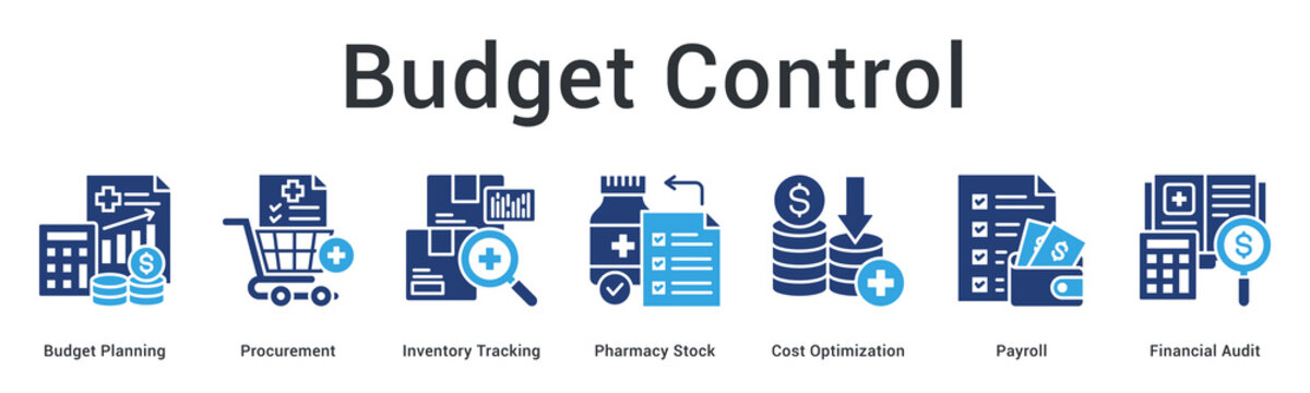 Hospital budget control from planning and procurement to inventory, pharmacy stock, payroll, and financial audit