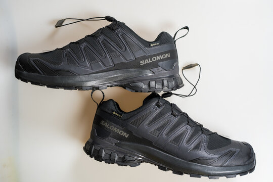 Bangkok, Thailand - June 19, 2026 : The Salomon XA Pro 3D V9 Wide GTX in Black/Phantom/Pewter.