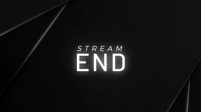  STREAM END text animation with metal light background 4k.