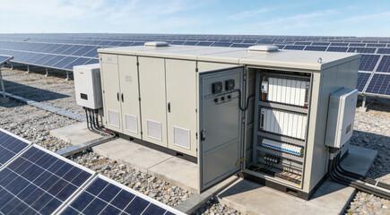 Solar power station with inverters and electrical distribution cabinet © Snide12