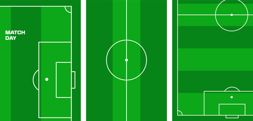 Soccer field diagrams and layouts for match day planning. Top View of Football Pitch with White Lines. Vector Realistic Sport Ground Texture for Football and Baseball Games. © touhidullahtushar