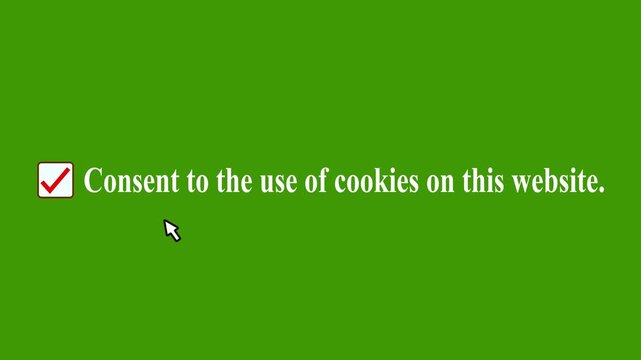 Consent to the use of cookies on this website, Mouse clicking animation. User interface checkbox motion. 