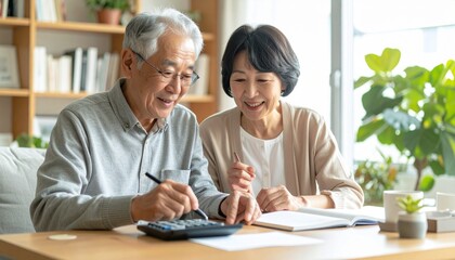 Fototapeta premium 家計について話し合うシニア夫婦