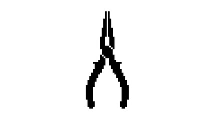 Obraz premium Black pixel art pliers hand tool icon.