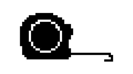 Fototapeta premium Black pixelated tape measure tool on white.