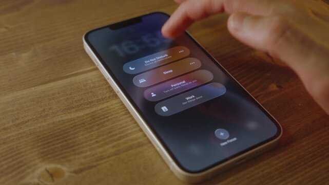 Smartphone focus mode activation close up
