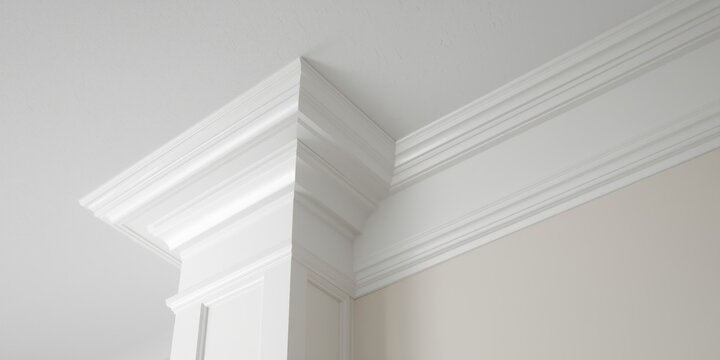 Sophisticated white ceiling skirting with classic crown molding style