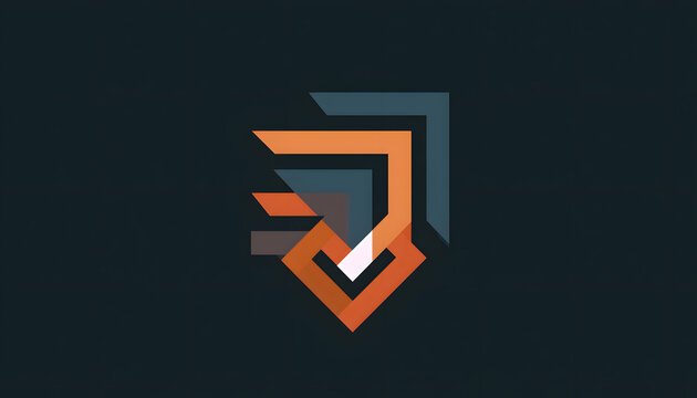 A geometric arrow with a chevron pattern on a dark backdrop