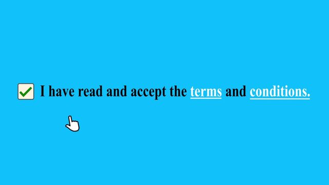 I have read and accept the terms and conditions, Mouse clicking animation. User interface checkbox motion. 