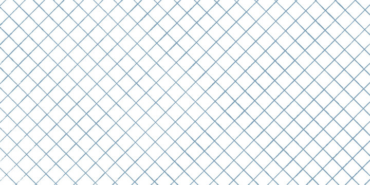 Seamless blue gingham tartan with hand-drawn check grid, traditional textured plaid vector pattern for fabric, textile design, packaging, wallpaper and vintage graphic backgrounds