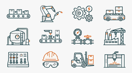 Industrial Machinery Icons Set. © Asep