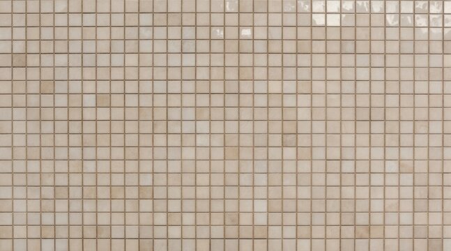 Seamless tile mosaic background with soft light reflections. Evenly spaced small square tiles form a structured, elegant pattern with subtle gloss.