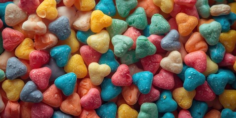 Fototapeta premium Heart shaped candy pieces in multiple shades
