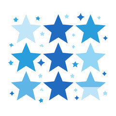 Obraz premium Blue and light blue stars on white background