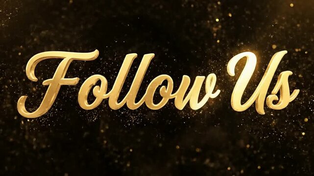Elegant Gold Particle Swirl Revealing Follow Us Call to Action