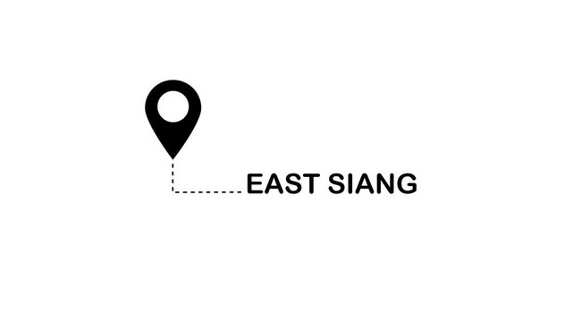 A black location pin with a dashed line connecting to the text EASTSIANG on a plain white background, signifying a geographical marker and a specific destination