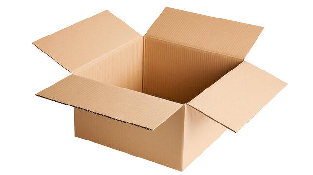 Open cardboard box with flaps extended