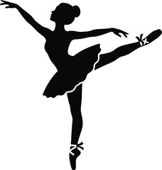 Silhouette of a ballerina in a pirouette position black white dance © Aysha