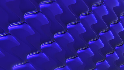 Obraz premium Abstract Blue 3D Glossy Rounded Tile Pattern Background, Futuristic Geometric Surface with Deep Blue Reflections