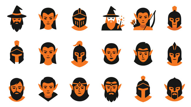 Collection of fantasy elf characters with various hairstyles hats and armor showcasing diverse appearances.