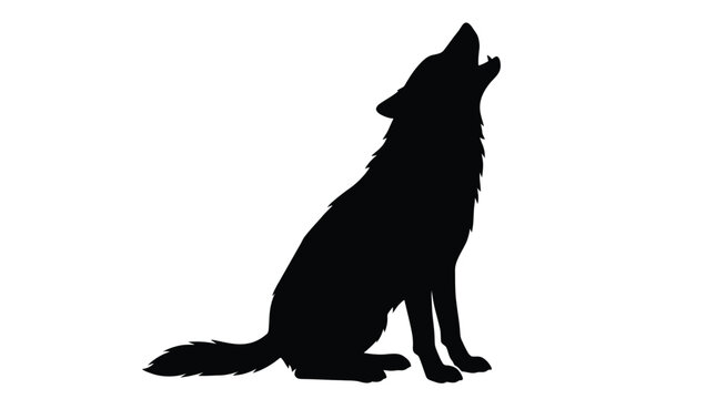 wolf silhouette isolated on white