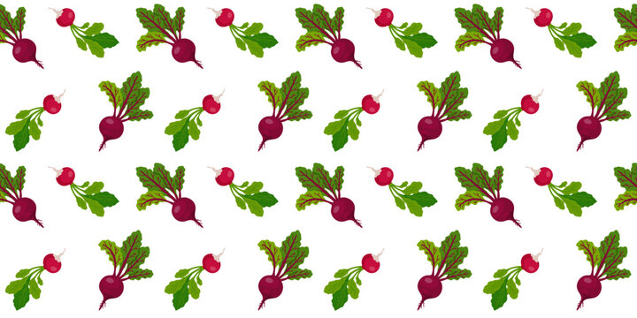 seamless vegetable pattern with beetroot and radish illustration design