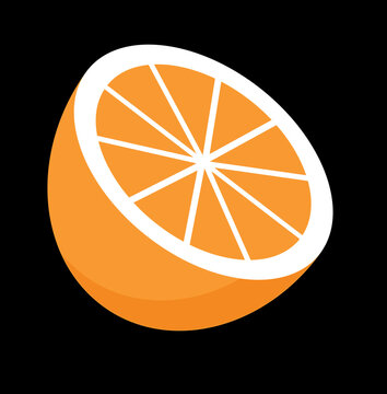 orange slice on black background