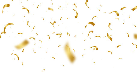 Golden confetti falling down isolated on transparent background © Design Zone