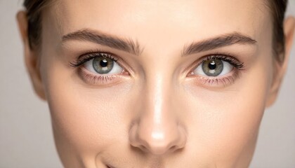 Fototapeta premium Close-up of a fair-skinned woman's face, focused on her eyes; soft lighting