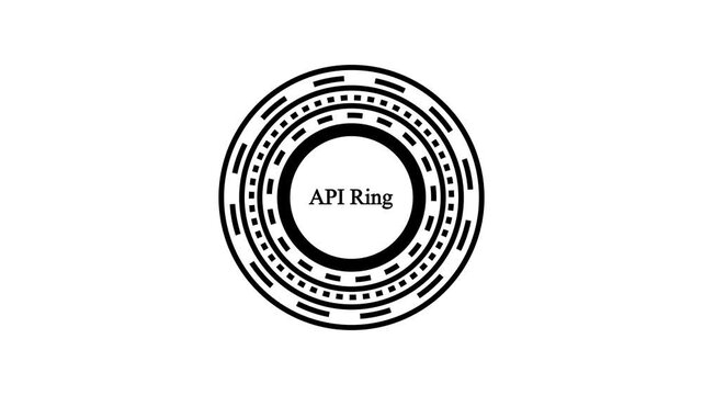 Futuristic HUD Circle Interface Animation with API Ring Text Isolated on White Background, Concept of Software Integration, Programming, Tech Loading Screen and Digital Network Motion Graphics