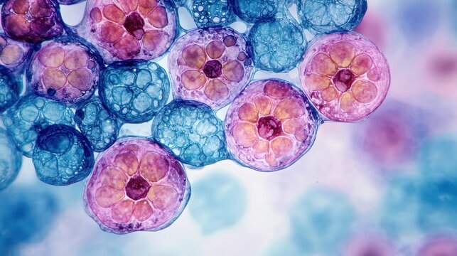 Plant Tissue Cross Section Microscopic View Stained Cells Botany Science Education