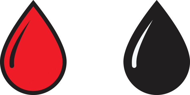 Red and black teardrop shapes droplets