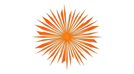 Obraz premium A vibrant orange starburst design with sharp, angular rays emanating from a central point, set against a white background with a subtle gradient effect.