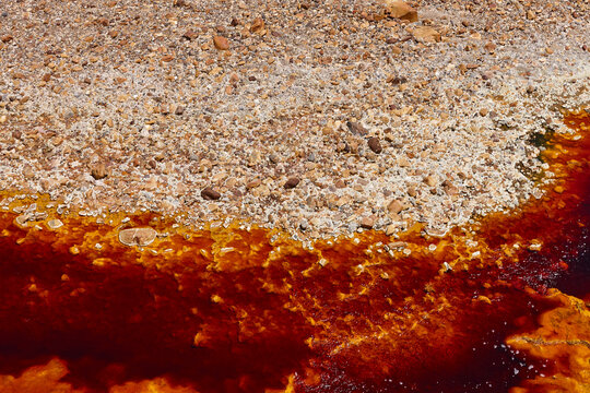 Riotinto opencast old mine river. Pena de hierro. Andalucia. Spain